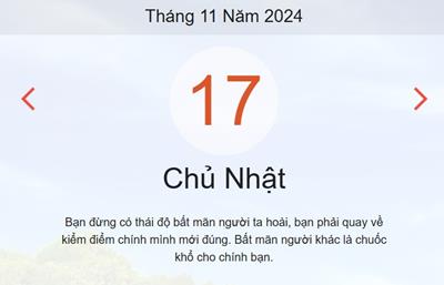 Lịch âm 17/11 - Âm lịch hôm nay 17/11 chính xác - lịch vạn niên ngày 17/11/2024