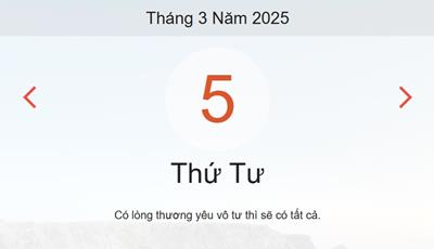 Lịch âm 5/3 chính xác nhất - Âm lịch hôm nay 5/3 - lịch vạn niên ngày 5/3/2025