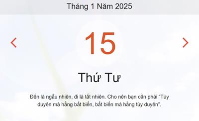 Lịch âm 15/1 chính xác nhất - Âm lịch hôm nay 15/1 - lịch vạn niên ngày 15/1/2025