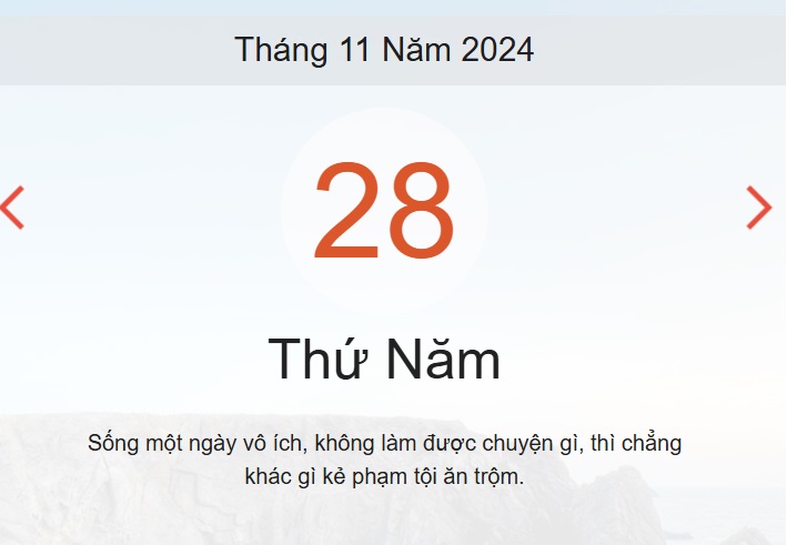 Lịch âm 28/11, Âm lịch hôm nay 28/11 chính xác nhất, lịch vạn niên ngày 28/11/2024