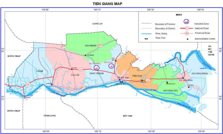 Bản đồ giao thông tại tỉnh Tiền Giang